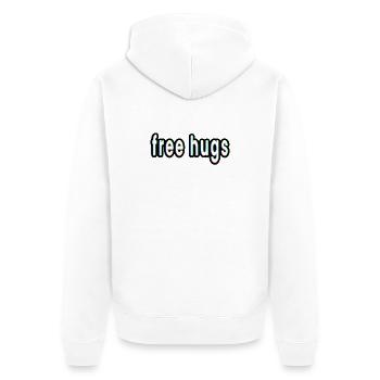Kostenlose Umarmungen - Unisex Premium Bio Zip Hoodie - Weiß - Hinten - Thijin (182cm)