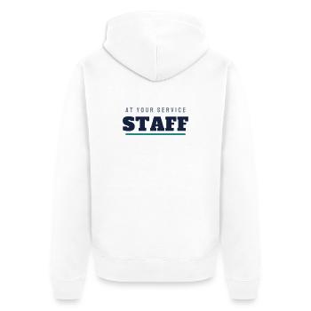 Lettrage du Staff College - Équipe du personnel - Veste à capuche bio Premium Unisexe - blanc - Dos - Thijin (182cm)