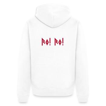 Ruhe! Ruhe! – Norwegischer Wikinger - Unisex Premium Bio Zip Hoodie - Weiß - Hinten - Thijin (182cm)