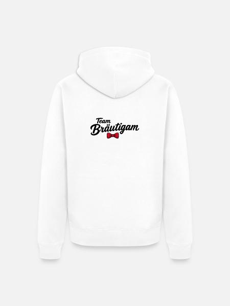 Team Bräutigam Fliege Script - Unisex Premium Bio Zip Hoodie - Weiß