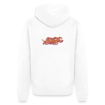 Liebe für Alle - Unisex Premium Bio Zip Hoodie - Weiß - Hinten - Thijin (182cm)