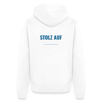 Stolz auf Blaulicht – Supporter Shirt Geschenkidee - Unisex Premium Bio Zip Hoodie - Weiß - Hinten - Thijin (182cm)