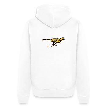 Schnelles, gezogenes Wort - Unisex Premium Bio Zip Hoodie - Weiß - Hinten - Thijin (182cm)