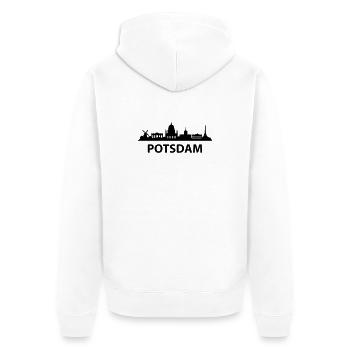 Potsdam SKYLINE - Unisex Premium Bio Zip Hoodie - Weiß - Hinten - Thijin (182cm)