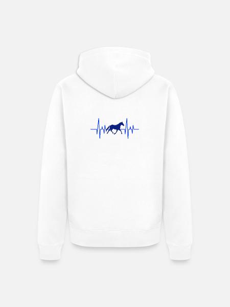 Pferd Herzschlag Reitschule - Unisex Premium Bio Zip Hoodie - Weiß
