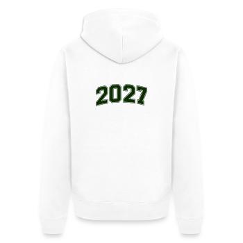 2027 Grüne Outline-Zahlen - Unisex Premium Bio Zip Hoodie - Weiß - Hinten - Thijin (182cm)