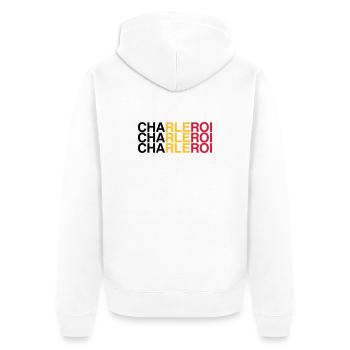CHARLEROI Belgium Belgium Flag - Unisex Premium Organic Zip Hoodie - white - Back - Thijin (182cm)