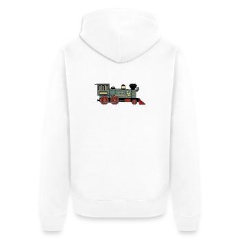 Dampflokomotive - Unisex Premium Bio Zip Hoodie - Weiß - Hinten - Thijin (182cm)