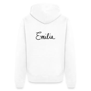 Emilia - Unisex Premium Bio Zip Hoodie - Weiß - Hinten - Thijin (182cm)