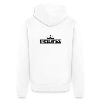 Einzelstück Krone - Unisex Premium Bio Zip Hoodie - Weiß - Hinten - Thijin (182cm)