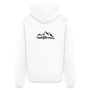 Scheiss drauf ich geh wandern lustiger Spruch - Unisex Premium Bio Zip Hoodie - Weiß - Hinten - Thijin (182cm)