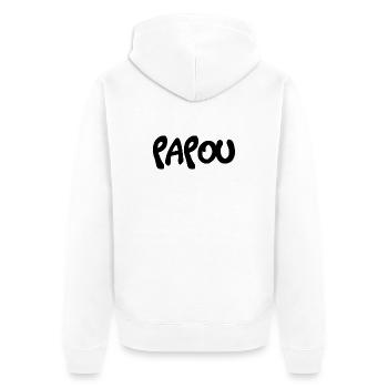 PAPOU. PAPA. FÊTE DES PÈRES. BONNE FÊTE PAPA - Veste à capuche bio Premium Unisexe - blanc - Dos - Thijin (182cm)