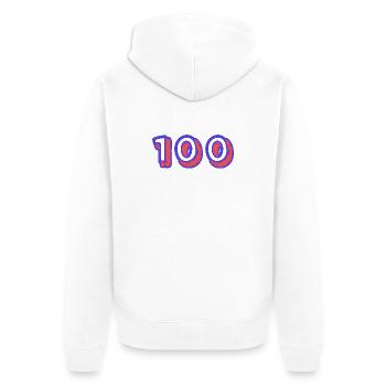 100. 100 JAHRE. 100-JÄHRIGES JUBILÄUM. GEBURTSTAG 100 - Unisex Premium Bio Zip Hoodie - Weiß - Hinten - Thijin (182cm)