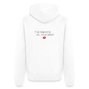 Une baguette s'il vous plait! - Little French - Unisex Premium Bio Zip Hoodie - Weiß - Hinten - Thijin (182cm)