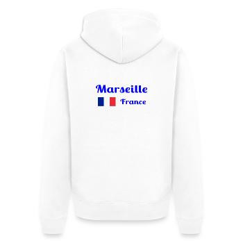 Marseille France- Stylish prints - Unisex Premium Organic Zip Hoodie - white - Back - Thijin (182cm)
