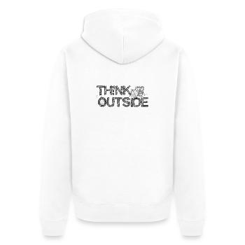 THINK_OUTSIDE - Unisex Premium Bio Zip Hoodie - Weiß - Hinten - Thijin (182cm)