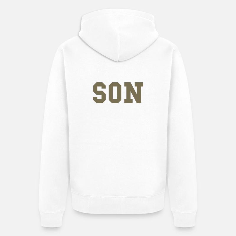 SON – Déclaration de style universitaire - Veste à capuche bio Premium Unisexe - blanc