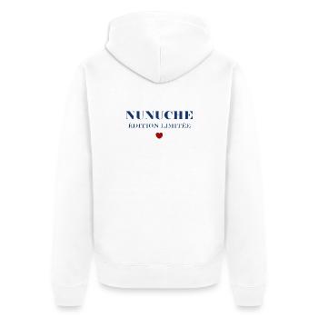Nunuche Édition Limitée Cœur - Veste à capuche bio Premium Unisexe - blanc - Dos - Thijin (182cm)
