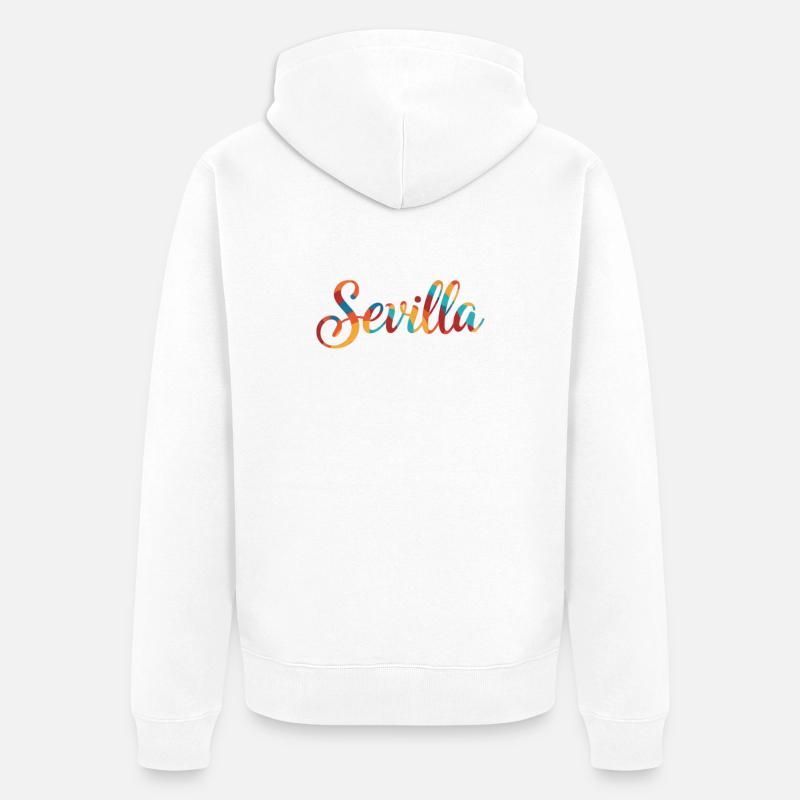 Sevilla Regenbogen Script - Unisex Premium Bio Zip Hoodie - Weiß