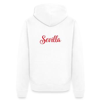 Écriture Séville Pinceau Rouge - Veste à capuche bio Premium Unisexe - blanc - Dos - Thijin (182cm)