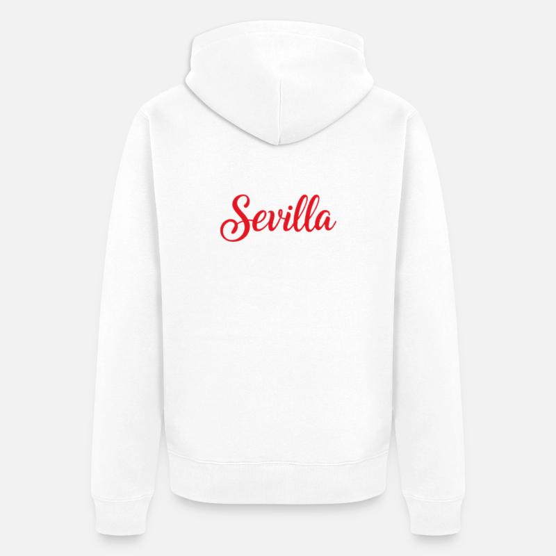 Sevilla Script Rot Pinsel - Unisex Premium Bio Zip Hoodie - Weiß