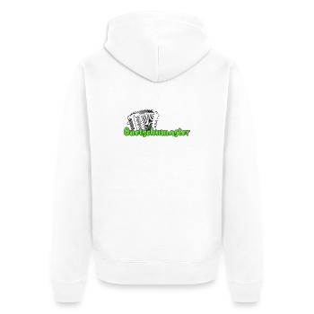Quetschnmaster  - Unisex Premium Bio Zip Hoodie - Weiß - Hinten - Thijin (182cm)