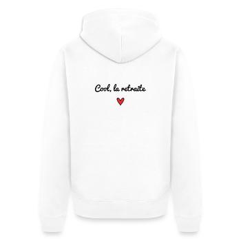 RETRAITE. RETRAITEE. COEUR. BONNE RETRAITE - Veste à capuche bio Premium Unisexe - blanc - Dos - Thijin (182cm)