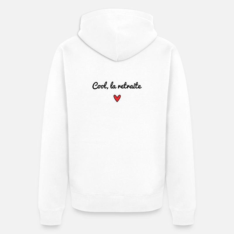 RETRAITE. RETRAITEE. COEUR. BONNE RETRAITE - Veste à capuche bio Premium Unisexe - blanc