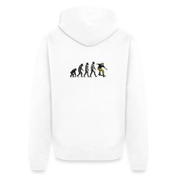 Evolution Skateboarder – Grunge Skate Design - Unisex Premium Bio Zip Hoodie - Weiß - Hinten - Thijin (182cm)
