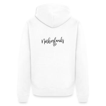 Niederlande Herz Frauenliebe Niederlande - Unisex Premium Bio Zip Hoodie - Weiß - Hinten - Thijin (182cm)