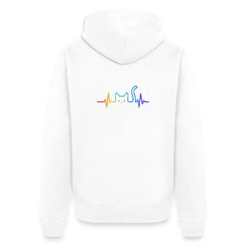 Katze Herzschlag Katzenliebhaber Geschenkidee - Unisex Premium Bio Zip Hoodie - Weiß - Hinten - Thijin (182cm)