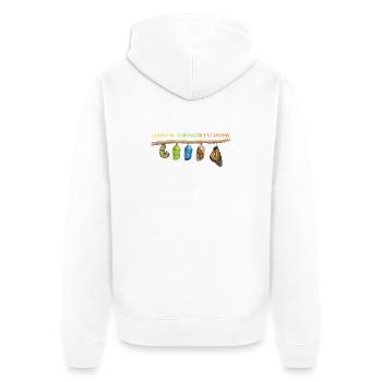 Inspirierende Schmetterlingsfan-Grafik - Unisex Premium Bio Zip Hoodie - Weiß - Hinten - Thijin (182cm)
