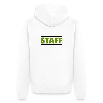 Green Staff Distressed Font - Unisex Premium Organic Zip Hoodie - white - Back - Thijin (182cm)