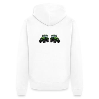 Tractor Green - Agriculture Design - Unisex Premium Organic Zip Hoodie - white - Back - Thijin (182cm)