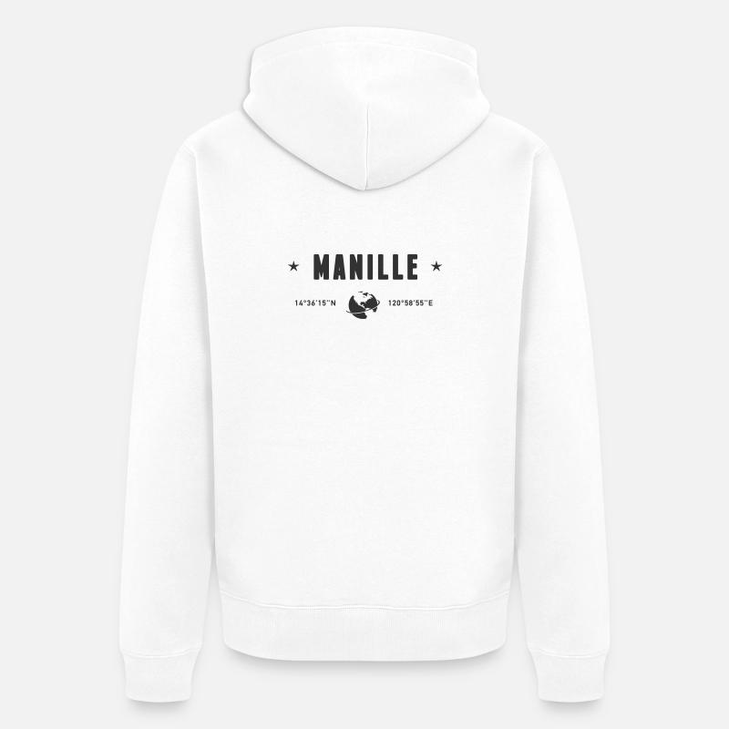 Manille Philippines Coordonnées Terre - Veste à capuche bio Premium Unisexe - blanc