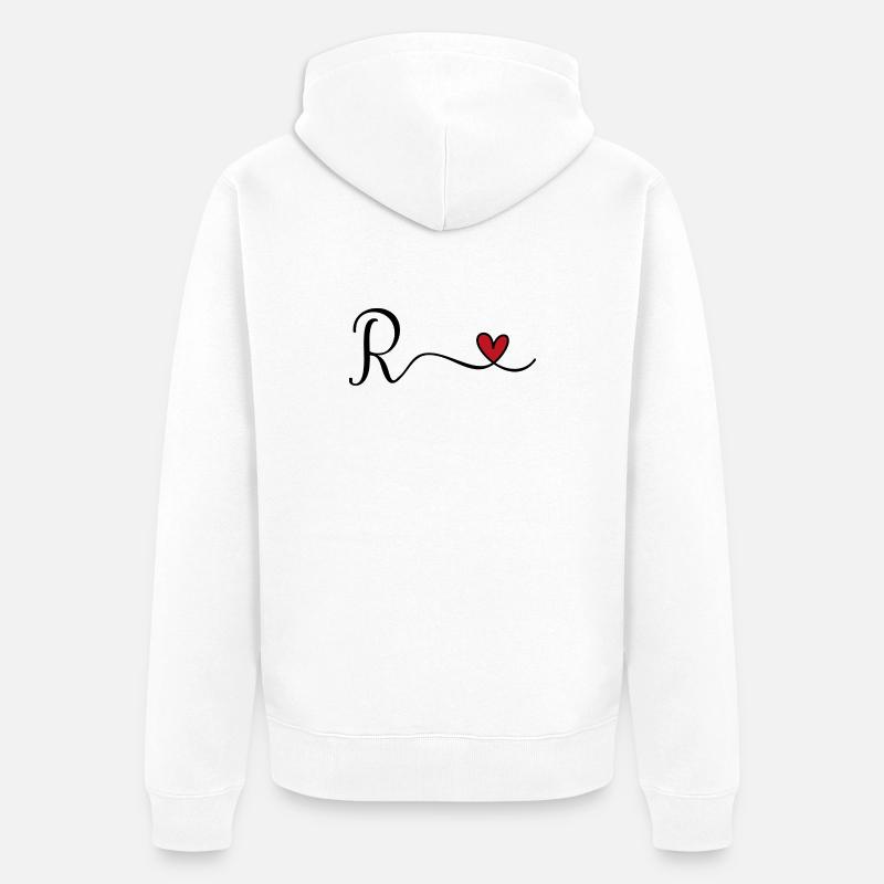 Buchstabe R Monogramm - Unisex Premium Bio Zip Hoodie - Weiß