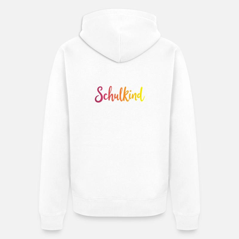 Schulkind Farbverlauf Rot-Gelb - Gradient Script - Unisex Premium Bio Zip Hoodie - Weiß