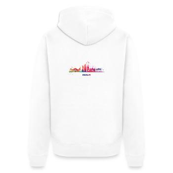 Skyline Bunt Berliner Stadtbild Berlin - Unisex Premium Bio Zip Hoodie - Weiß - Hinten - Thijin (182cm)