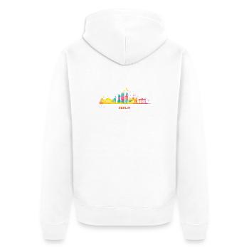 Skyline Bunt Berliner Stadtbild Berlin - Unisex Premium Bio Zip Hoodie - Weiß - Hinten - Thijin (182cm)