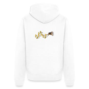 Sentier des Corgi du Jardin des Ginkgos - Veste à capuche bio Premium Unisexe - blanc - Dos - Thijin (182cm)