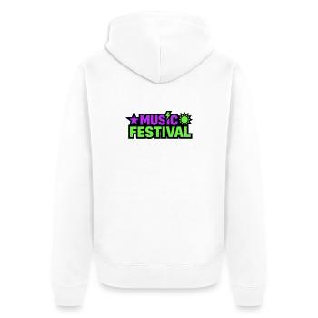 Graphique de lettrage pour festivals de musique - Veste à capuche bio Premium Unisexe - blanc - Dos - Thijin (182cm)