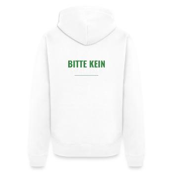 Bitte kein Smalltalk – Abschiedsgeschenk Shirt - Unisex Premium Bio Zip Hoodie - Weiß - Hinten - Thijin (182cm)