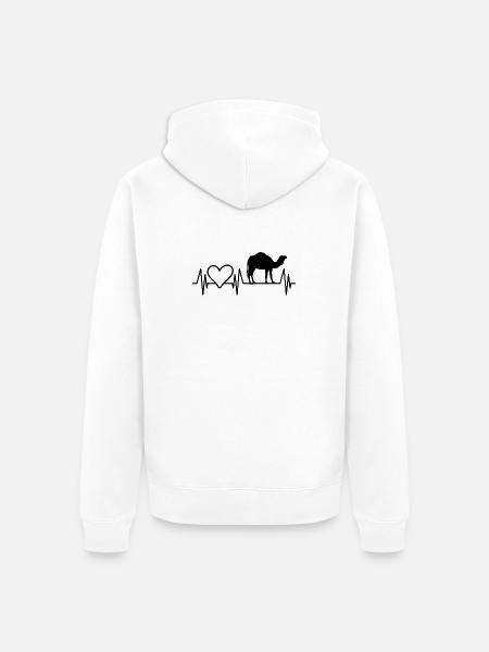 Kamel Herz Herzschlag - Unisex Premium Bio Zip Hoodie - Weiß