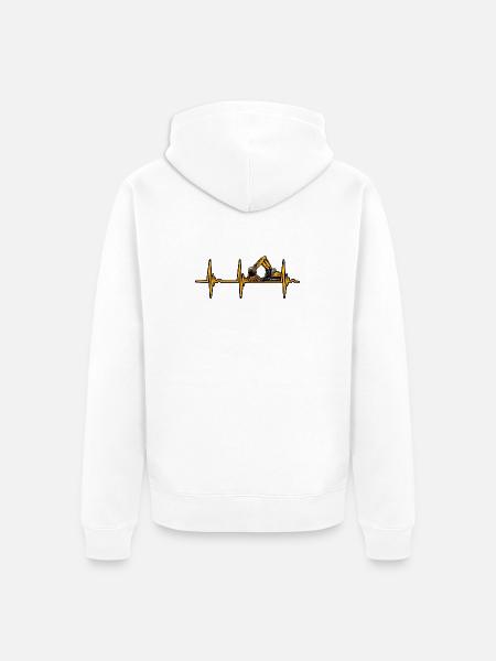 Baggerfahrer Herzschlag EKG Bagger T-Shirt - Unisex Premium Bio Zip Hoodie - Weiß