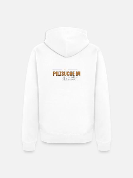 Pilzsuche im Herbst. Herbstliches Sammel - Unisex Premium Bio Zip Hoodie - Weiß