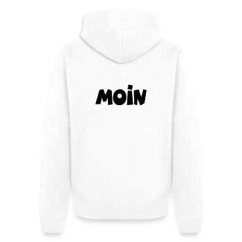 Moin - Unisex Premium Bio Zip Hoodie - Weiß - Hinten - Thijin (182cm)