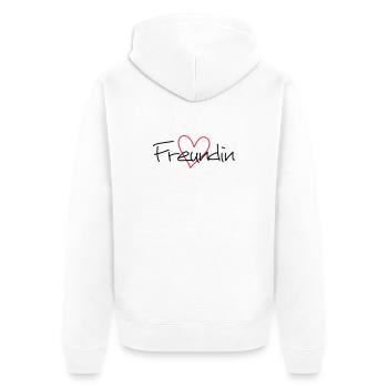 Freundin Herz Geschenk Geburtstag - Unisex Premium Bio Zip Hoodie - Weiß - Hinten - Thijin (182cm)