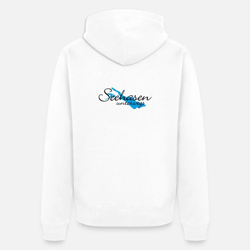Seehasen vom Bodensee unterwegs - Unisex Premium Bio Zip Hoodie - Weiß