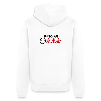 Shito kai karate emblem SHITO-KAI - Unisex Premium Bio Zip Hoodie - Weiß - Hinten - Thijin (182cm)