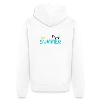Genieße den Sommer - Limette cool Sommer Geschenk - Unisex Premium Bio Zip Hoodie - Weiß - Hinten - Thijin (182cm)